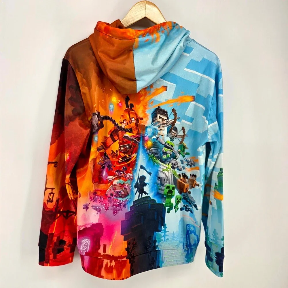 Minecraft Dungeons Hoodie Youth XL Multicolor All Over Print Graphic Sweatshirt
